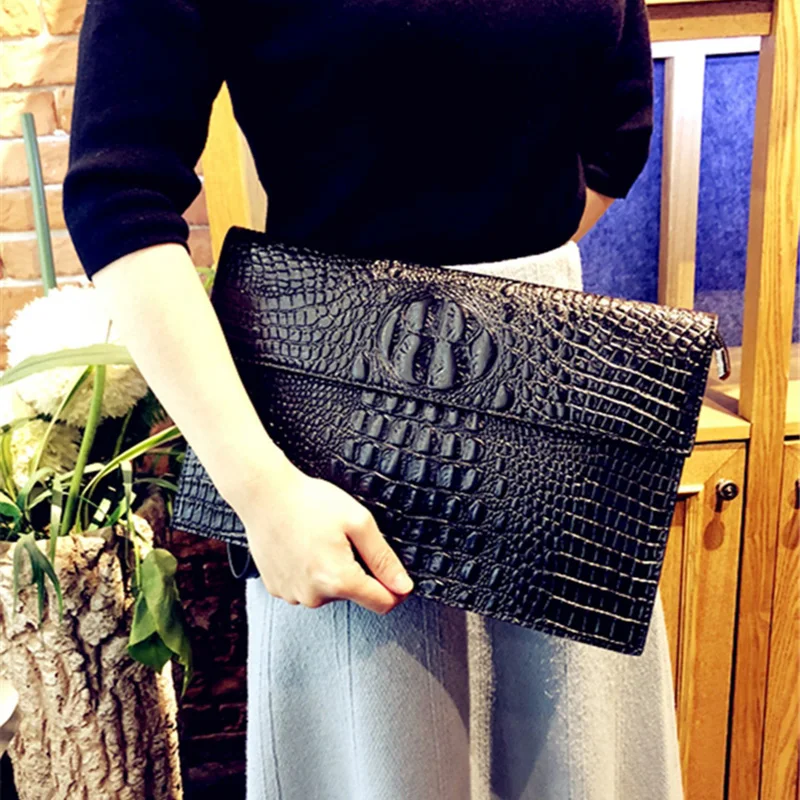 Большой размер летний женский клатч вечерняя свадебная сумочка крокодиловый