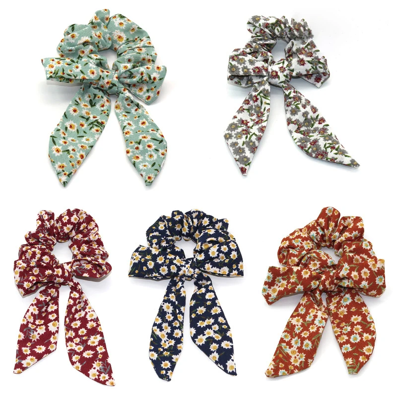 Распродажа кольцо для волос с цветочным принтом и бантом женский головной убор