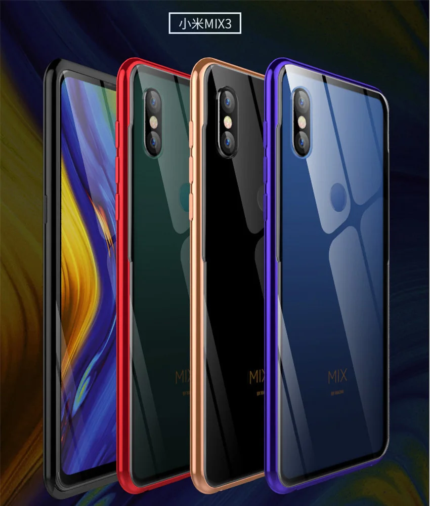 Xiaomi mi x 3 чехол Роскошный металлический бампер чехол на Xiaomi mi x 3 Прозрачный задний Чехол из закаленного стекла для телефона mi x3
