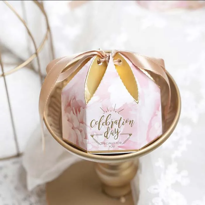 50 шт. белый/розовый свадебный сувенир коробки Baby Shower Подарочная коробка День