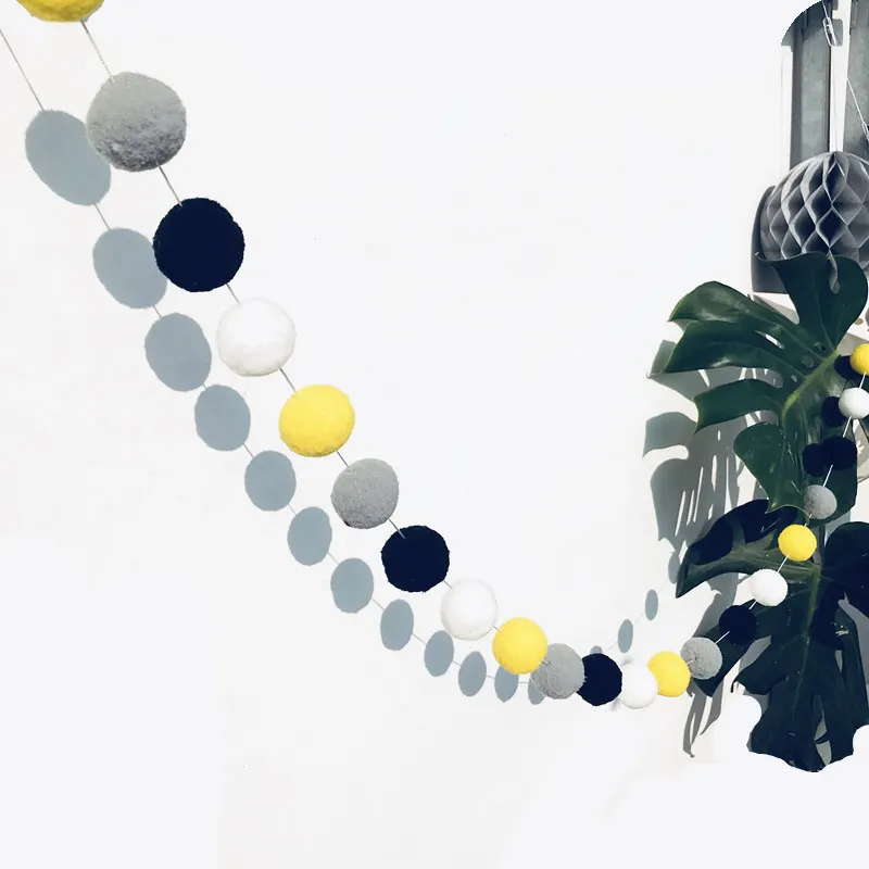 

Polyester hair ball garland birthday party baby shower wedding banner Bridal shower holiday home decoration Baby room hanging