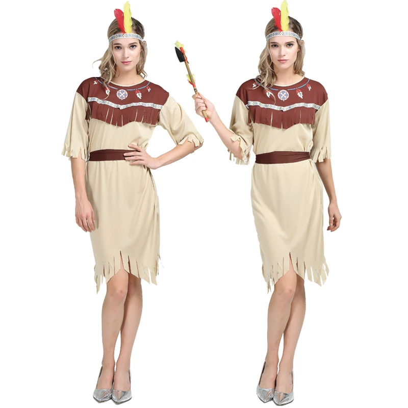 Halloween Cosplay Costumes Indian Indigenous Clothing COS Uniform Temptation Fringed Savage Forest Hunter Cos |