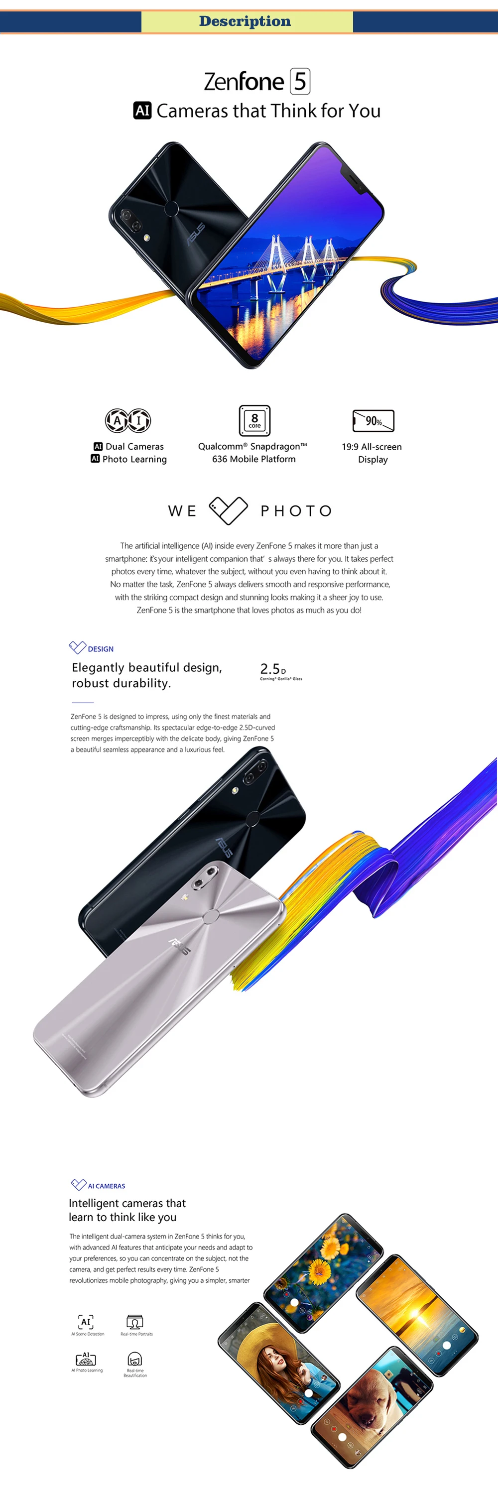 ASUS Zenfone 5 ZE620KL 6," 19:9 FHD+ 2246*1080 экран Android 8,0 мобильный телефон 4 Гб 64 Гб NFC
