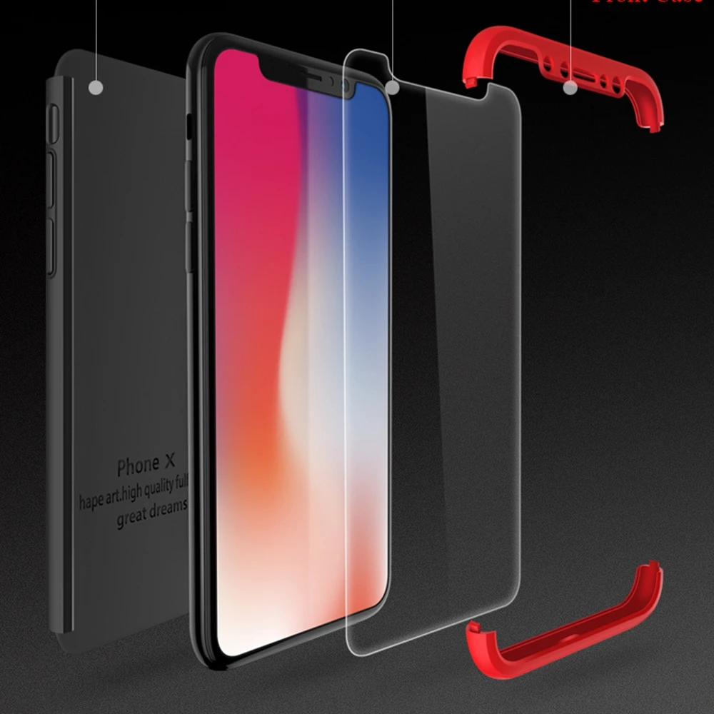 Roybens для IPhone X нрав Стекло Экран протектор 3 в 1 Гибридный Панцири 360 Полный