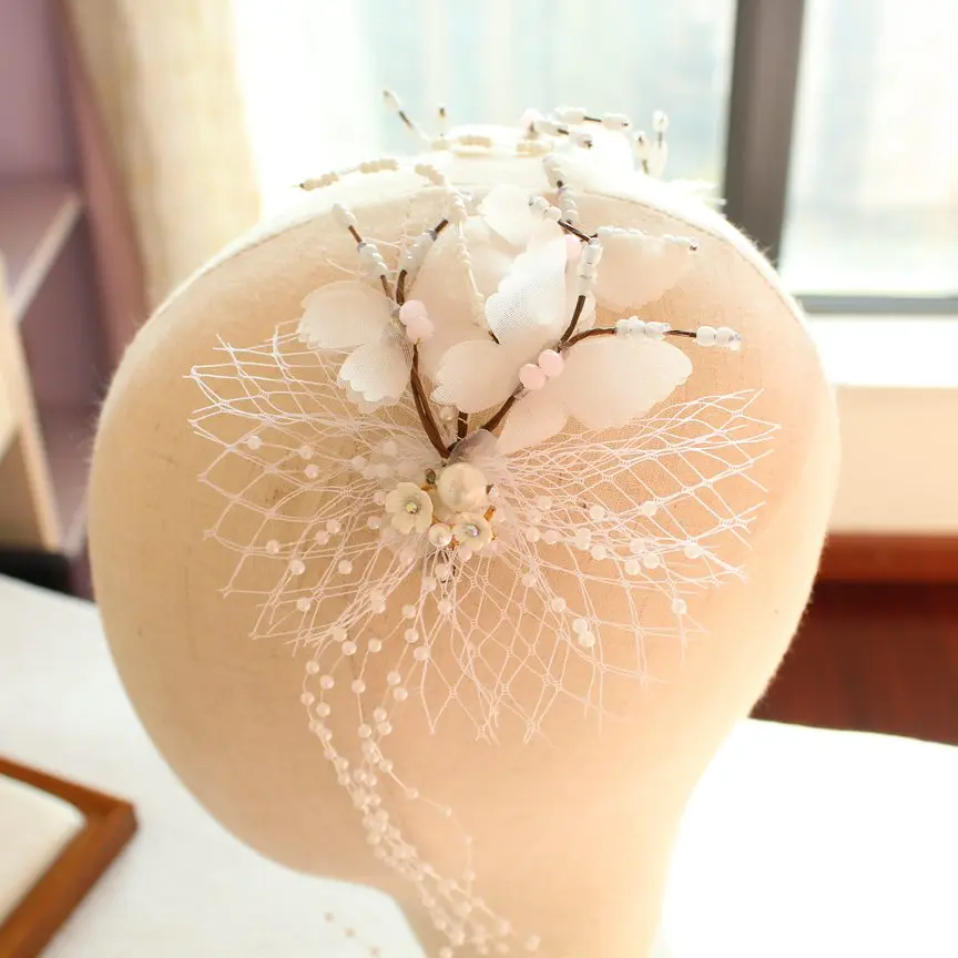 Заколка для волос с бабочкой Женская белый зажим ручной работы бабочками длинная