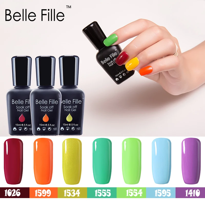 Belle Fille 189 зеленый красный цвет 10 мл УФ Гель лак отмачиваемый гель для ногтей Vernis
