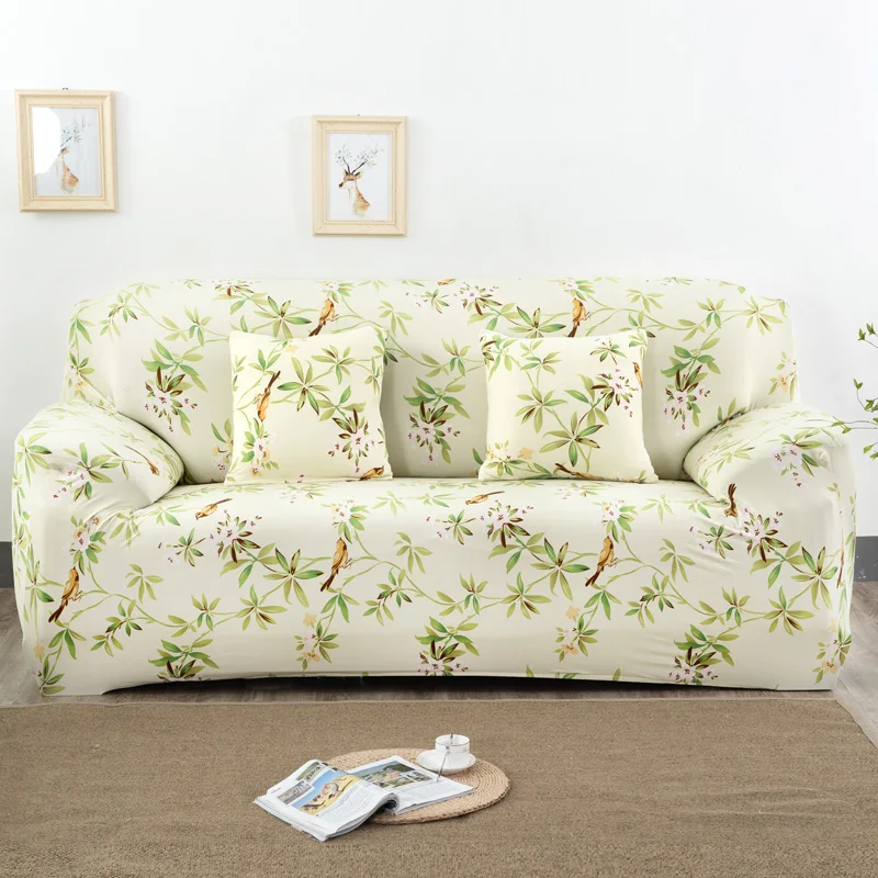 Эластичный чехол для дивана плотный универсальный с цветами из эластичной