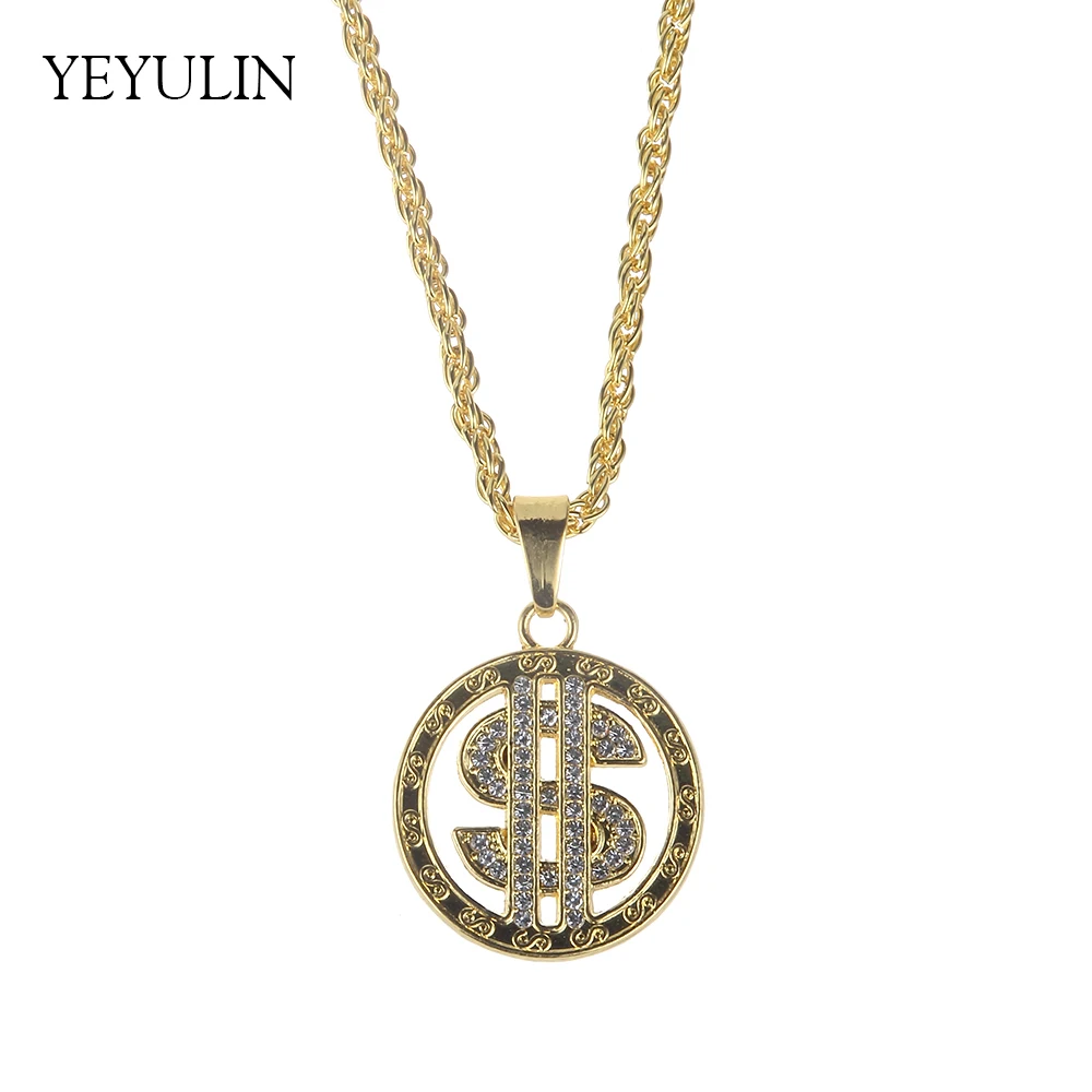 Стразы из нержавеющей стали ожерелье с подвеской со знаком кубинской цепочки