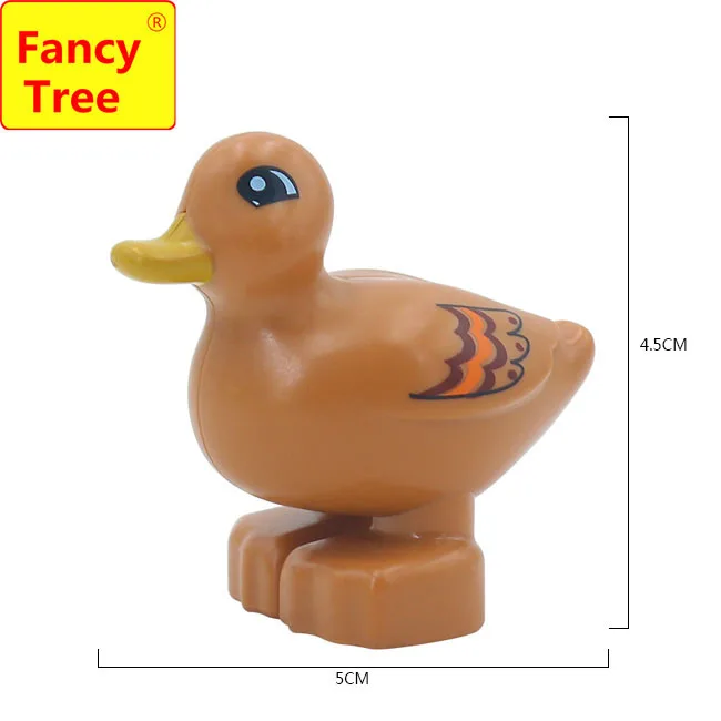 brown duck Совместимые с Duplo Основные строительные блоки с крупными частицами аксессуары животные зоопарк утка овца кошка корова свинья лошадь игрушки подарочные кубики - Цвет: brown duck