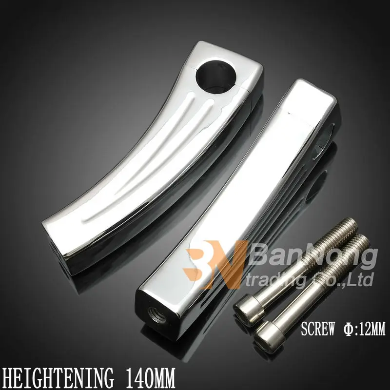 chrome 140 mm 25 мм круиз мотоцикла повышение фиксированной зажимы для сидений образного руля крепление для Harley 883 1200 Magna Steed shadow, Vulcan 400 800 - Цвет: chrome 140 mm