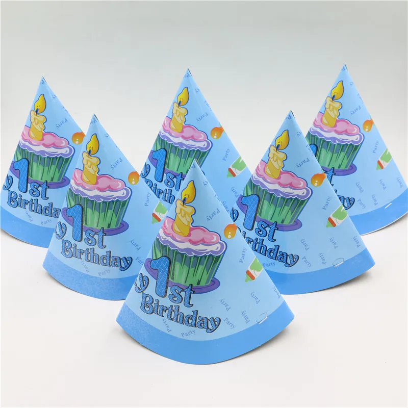 12 шт./лот синие вечерние Товары для детей с надписью my 1st birthday кепки мальчиков