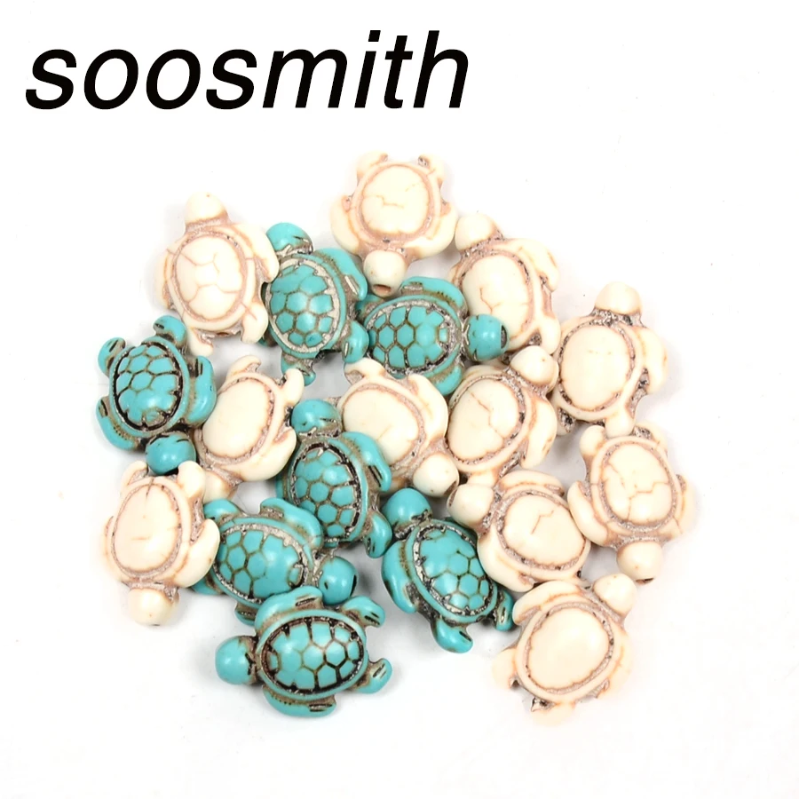Soosmith Белый Синий Черепаха Форма синтетический камень свободный разделитель