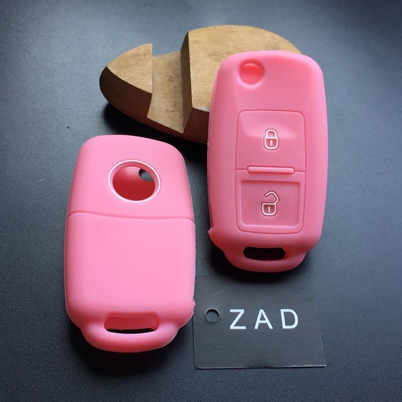 ZAD 2 кнопки floding key силиконовый резиновый чехол для ключей автомобиля чехол для vw seat ibiza leon toledo все включено автомобильные аксессуары