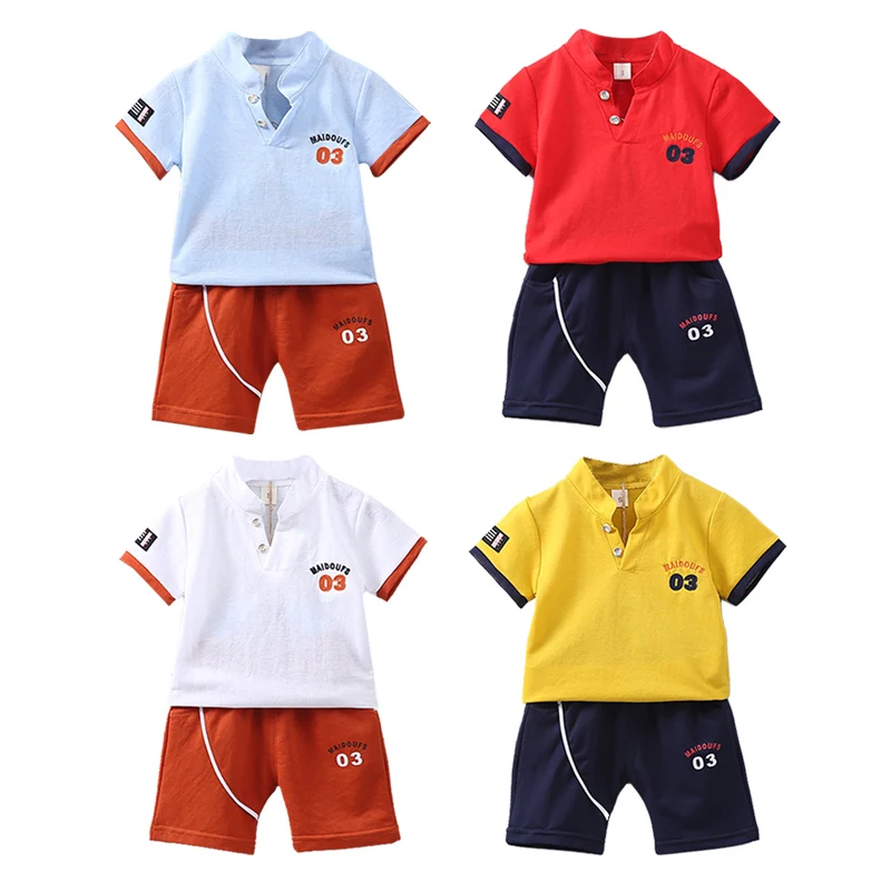 

Summer Baby Boys Cotton Short Sleeve Splicing Set Basketball Clothes Number Print Tops T-shirt+Shorts Children Outfits Sets