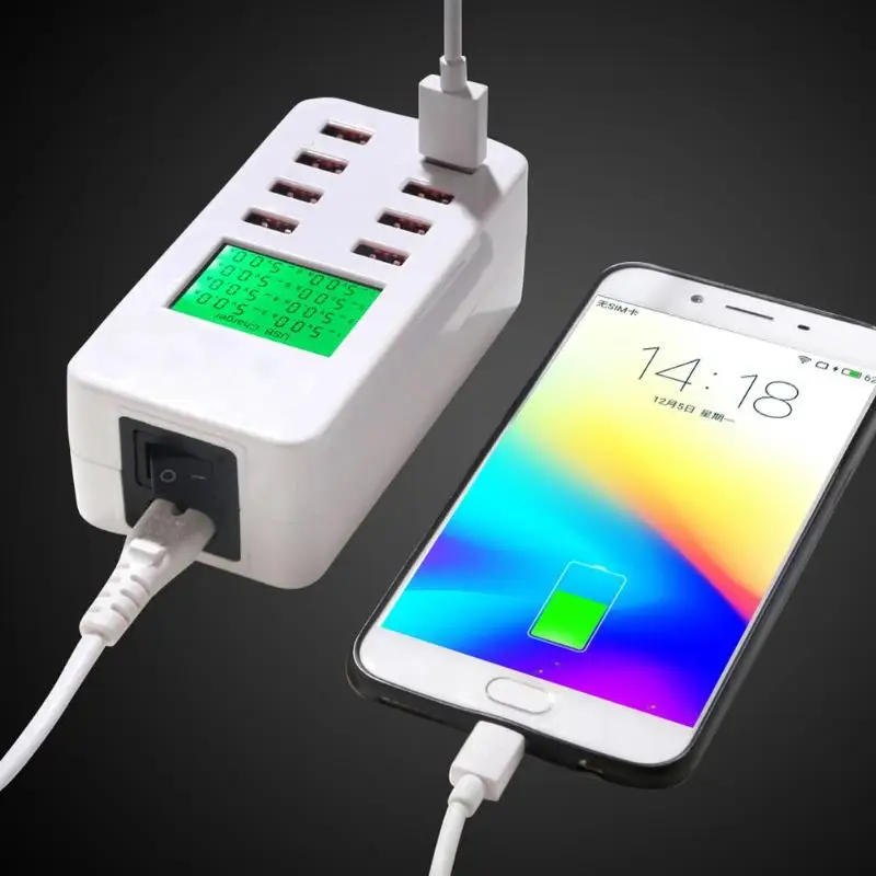 Портативный 8 портов Смарт USB зарядное устройство с ЖК-дисплеем мобильный телефон