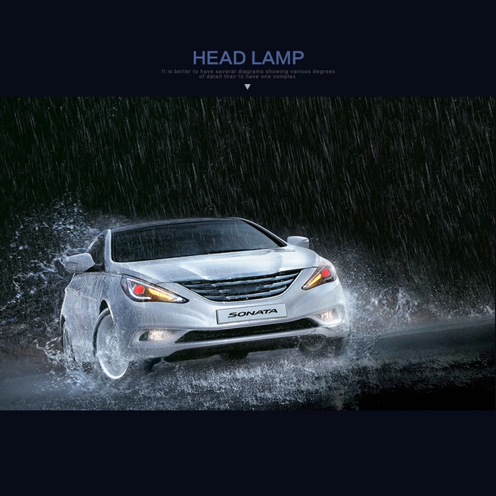 Для HYUNDAI SONATA 2011 2012 2013 светодиодная фара в сборе лампа