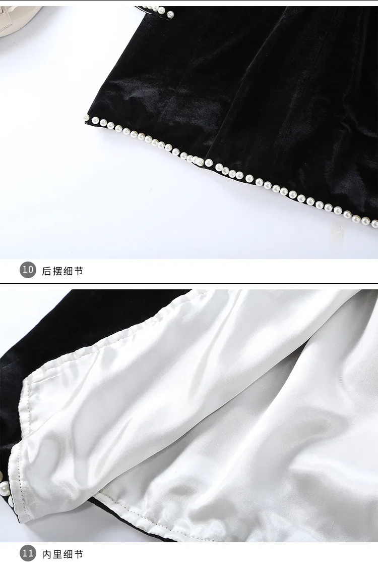 

2018 Autumn women velvet pearls beading jackets coat Chic vintange coat D907