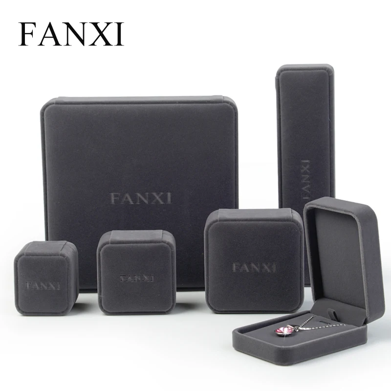 FANXI серая коробка из плюшевой ткани для ювелирных изделий Подарочная сережек
