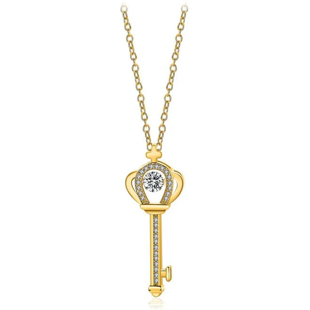 

WQQCR New Products Egypt Ankh Key Pendant Necklace Life 18 Gold Bling Rhinestone Retro Fashion Hip Hop Jewelry