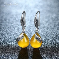 jiashuntai retro 100 925 sterling silver earring for women vintage natural stones earrings female thai silver jewelry