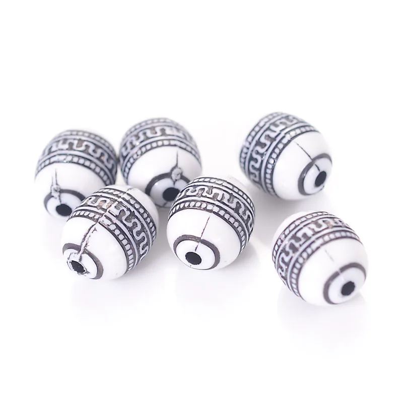 Miasol 140 Pcs/Lot 10x13 MM Retro Etched Acrylic Gild Gold Lined Barrel Antique Design Beads For DIY Jewelry Making Accessories