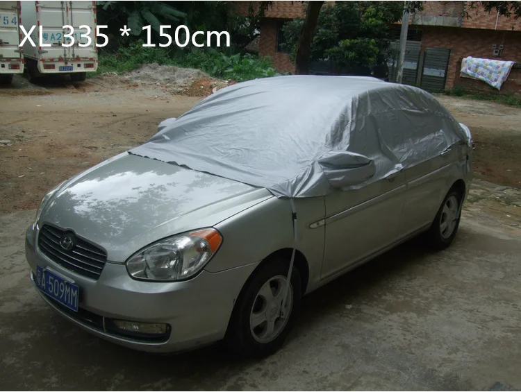 XL(3.35x1.5m) Универсальный автомобильный чехол, предотвращающий тепло, Холодное солнце, дождь, снег, половина, авто покрытие для седана, внедорожника, звукоснимателя, покрытие ПВХ, крышка M, L, XL, опционально - Название цвета: XL(3.35x1.5m)