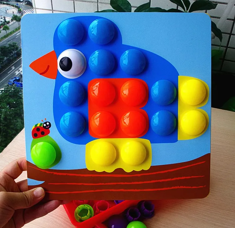 3D пазлы, игрушки для детей, композитная картина, головоломка, креативная мозаика, гриб, набор для ногтей, кнопка, художественная детская игрушка