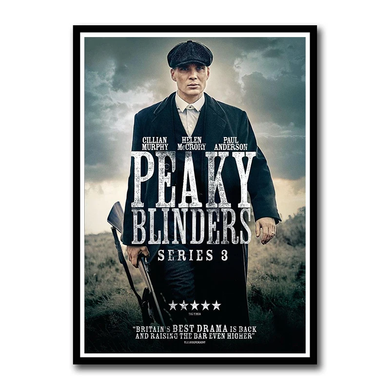 Movie TV Peaky Blinders White Coated Paper Posters Wall Decor Painting for Living Room Home Decoration Frameless - Цвет: Черный