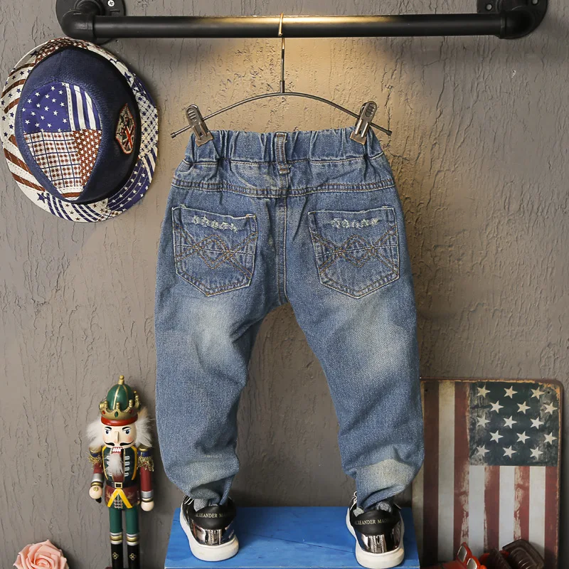 Новинка 2017 детские джинсы штаны для мальчиков и девочек 2-6 лет рваные брюки