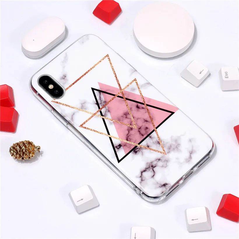 HEMASOLY Case For iPhone XS Max XR Soft TPU Luxury Marble Flower Letter Silicone Protective Back Cover |