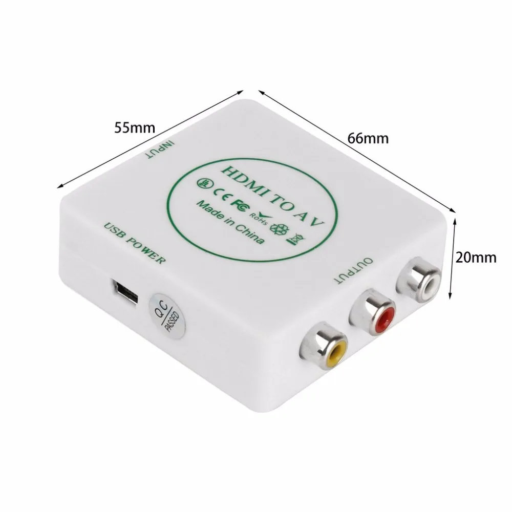 HDMI to AV CVBS Video Audio Signal Converter Adapter For TV VHS VCR DVD Support Standard NTSC PAL Formats Output White |
