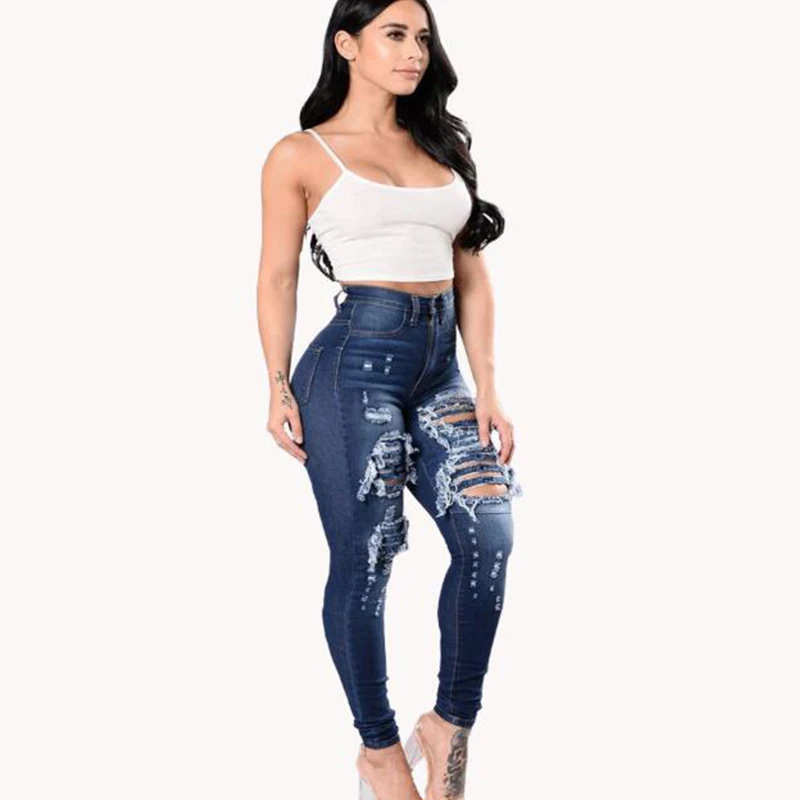 Weweya Woman Embroidery Jeans Skinny Vintage Ripped Elastic Push Up Pencil Plus Size 3XL Denim Trousers Mujer | Женская одежда