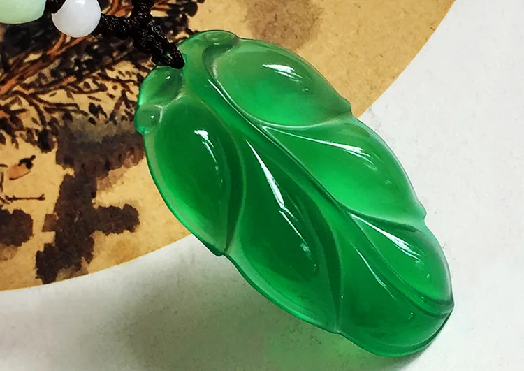 Ice jade myelin leaf pendant necklace Male and female couple gold branch agate stone | Украшения и аксессуары