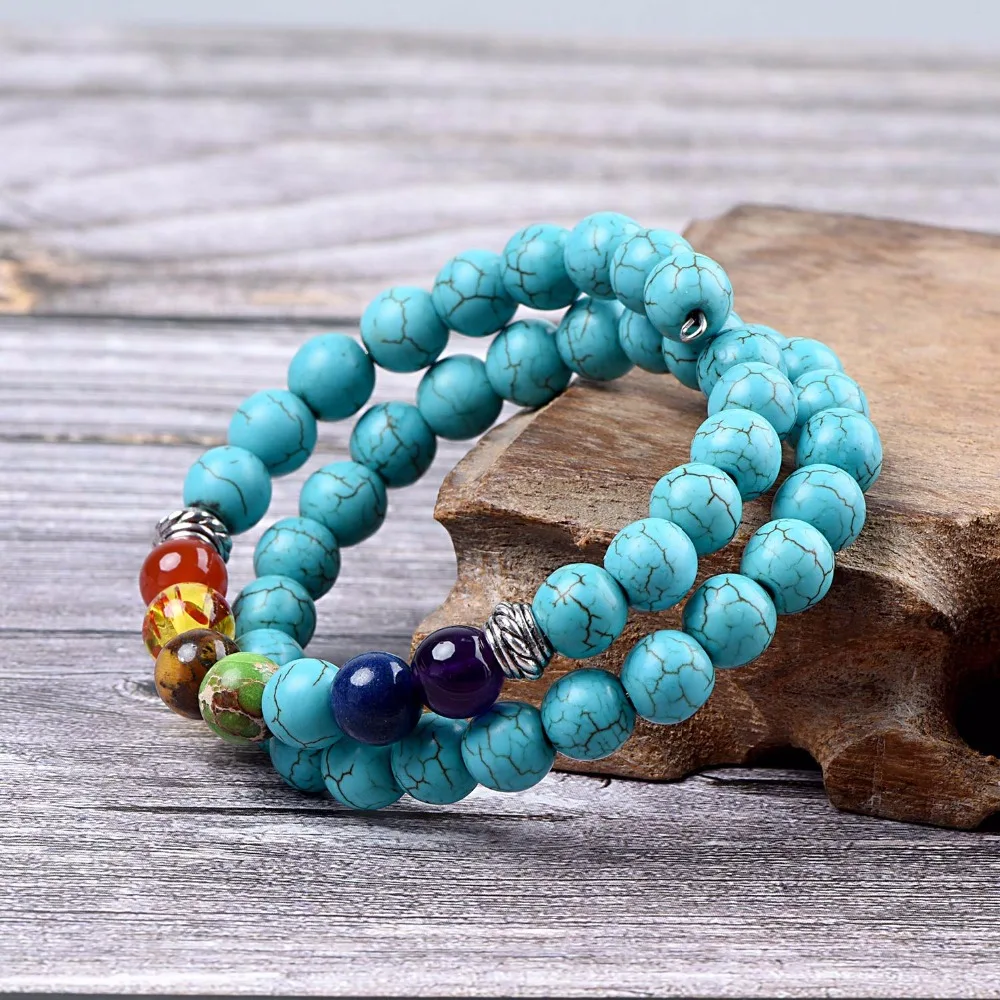 CKKU Jewelry Blue Beads Chakra Healing Balance Energy Bracelet Stones Yoga PD189 | Украшения и аксессуары