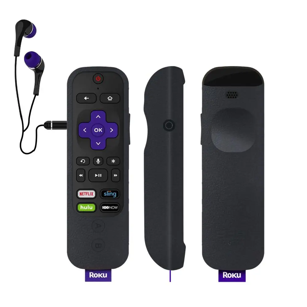 Black SIKAI чехол для пульта дистанционного управления Roku Ultra Remote силиконовый защитный чехол для ROKU усиленный голосовой пульт для Roku Streaming Stick - Цвет: Black