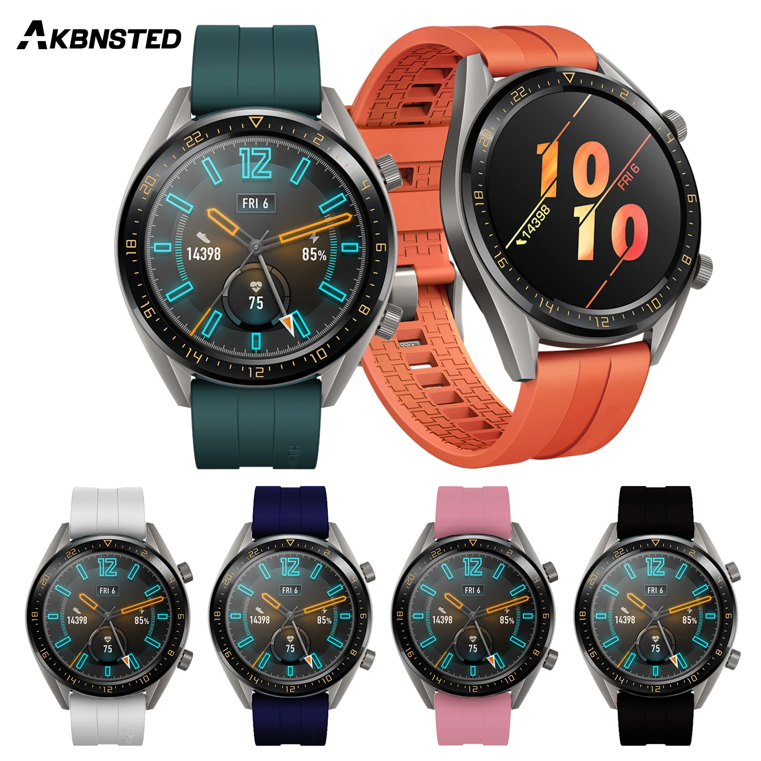 AKBNSTED 22 мм сменный мягкий силиконовый ремешок для часов Huami Amazfit Stratos 3/Huawei Watch GT2