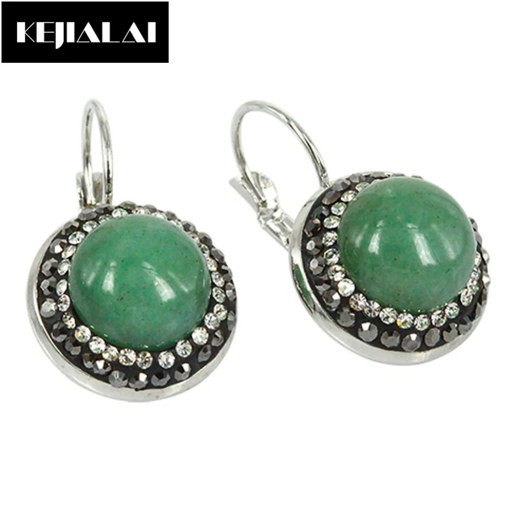 2017 мода из круглого натурального камня серьги подвески серебряные цветные