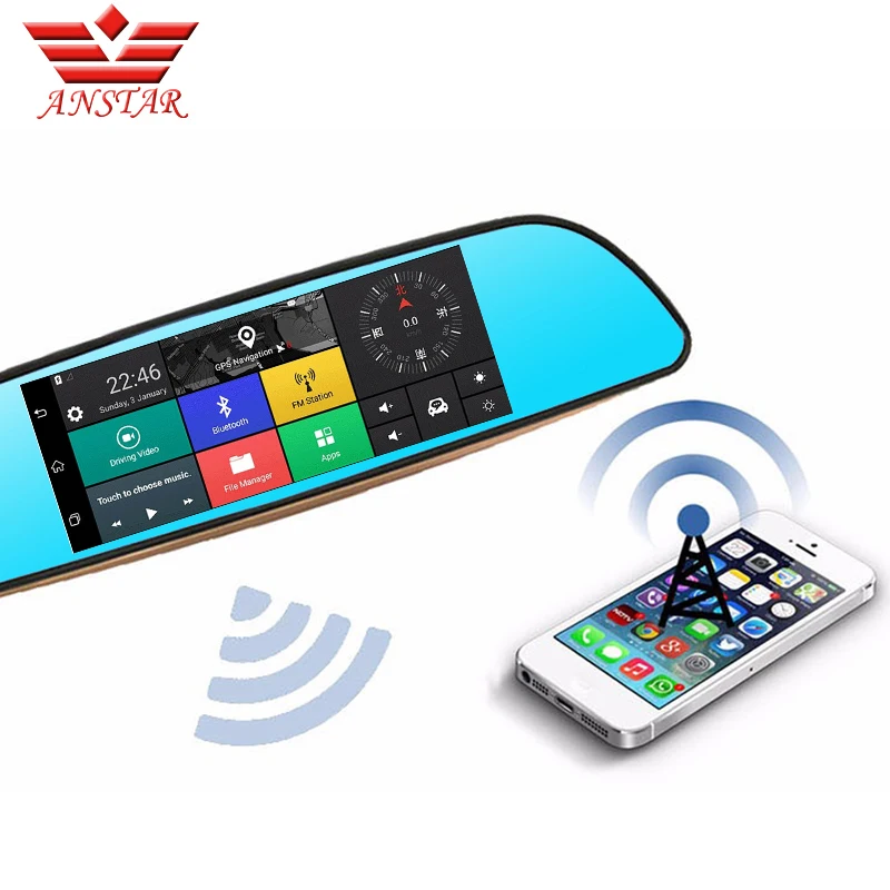 Автомобильный видеорегистратор ANSTAR с двумя объективами 3G GPS Bluetooth зеркальный