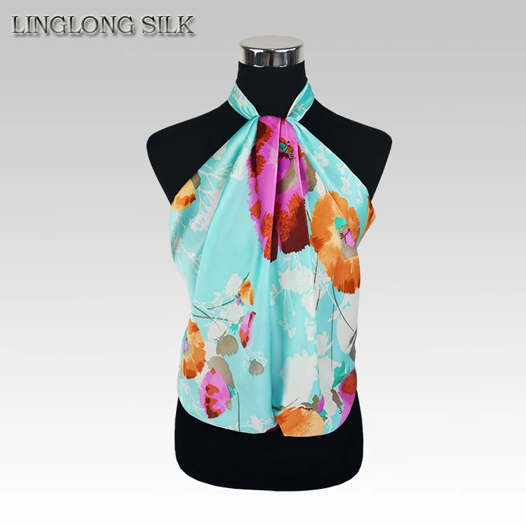 Шарф женский квадратный из 100% шелка и сатина 85x85 см |