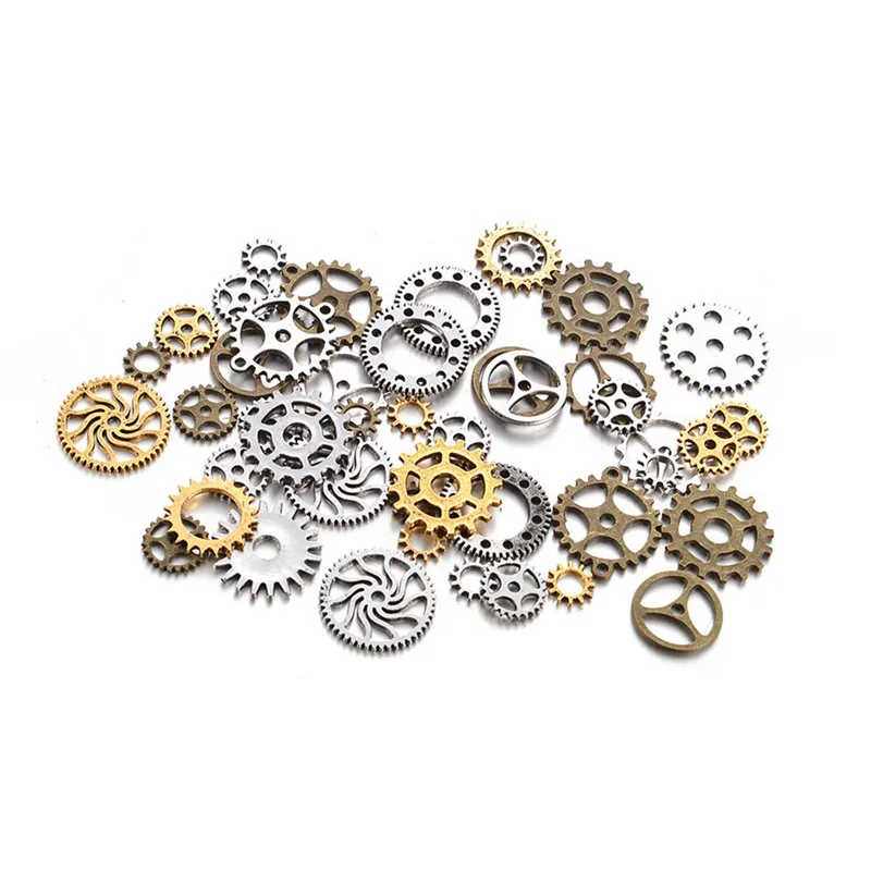 50g Steampunk Gears DIY Jewelry Accessories Gold Silver Cog Wheel Charms Pendant Bracelet Diy Making|Ювелирная фурнитура и