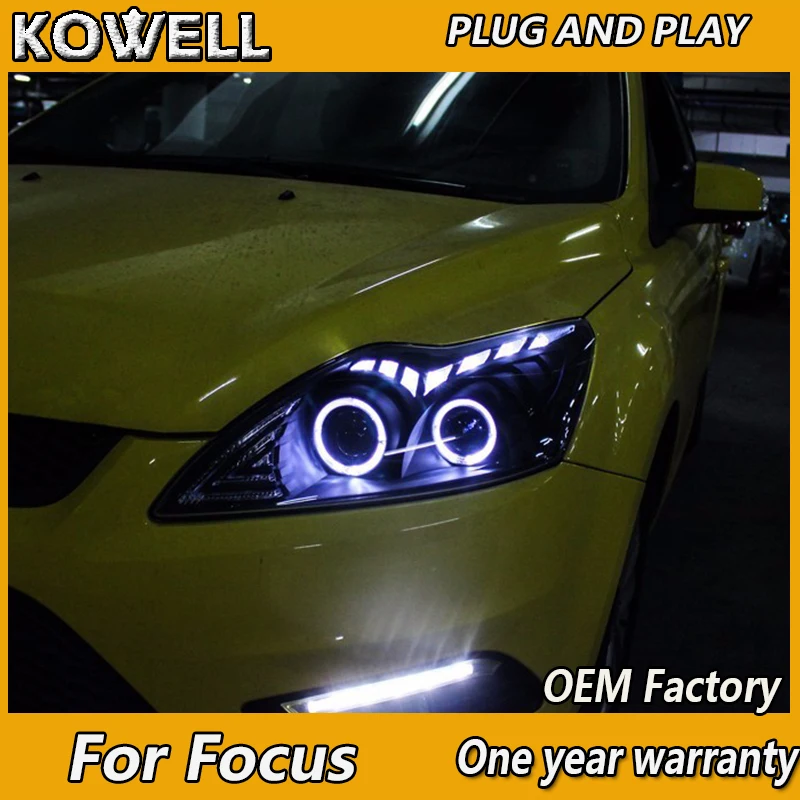 KOWELL Car Styling for Ford Focus Headlights 2009-2013 Focus 2 LED Headlight DRL Bi Xenon Lens High Low Beam Parking Fog Lamp