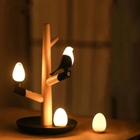 gzmj chinese style lucky bird led night table lamp wood base intelligent motion sensor luminaria living room bedroom desk light