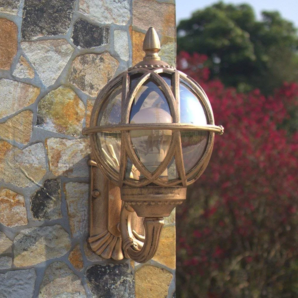 Antique Exterior Outdoor Waterproof Lantern Wall Lamp Oil Rubbed Glass Sconce for Villa Balcony Courtyard Garden Corridor | Лампы и