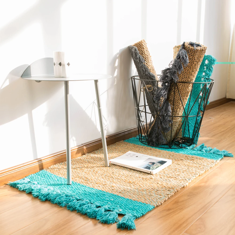 Ковер ручной работы из 100% льна ковер с геометрическим рисунком индийский плед