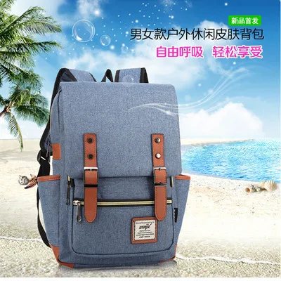 Small blue Холщовый Рюкзак с двойной пряжкой, женская сумка, большой емкости, мужские повседневные Рюкзаки для ноутбука, школьные рюкзаки для путешествий, Mochila - Цвет: Small blue