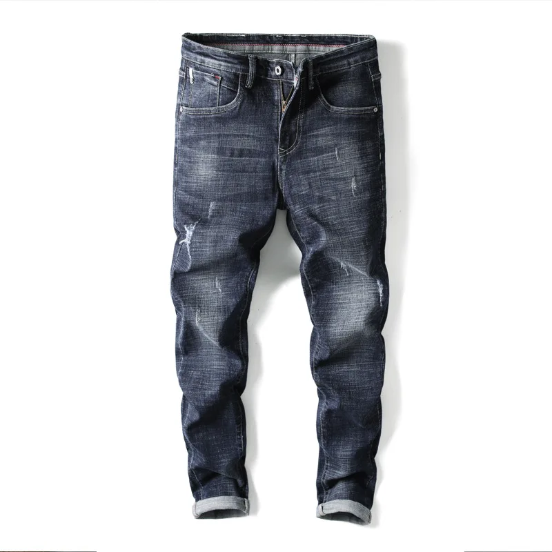 2019 New Design Men's Skinny Jeans Fashion Men Washed Feet Slim Fit Denim Pants Casual Classic Stretch Mid Boyfriend Male | Мужская