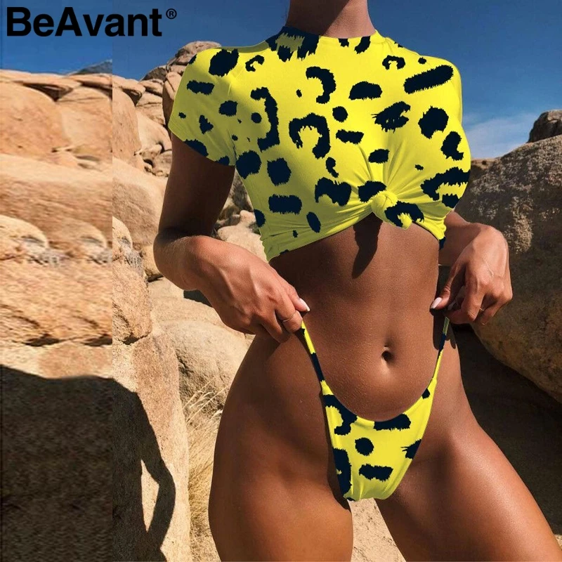 Женский купальный костюм BeAvant леопардовый комплект из двух предметов пляжная