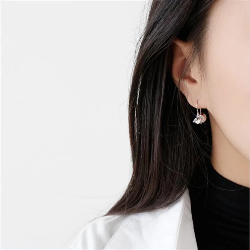 S925 Trend Sterling Silver Earrings Fashion Manual Pearl Zircon Flowers Dangle Drop For Women Creative Jewelry | Украшения и