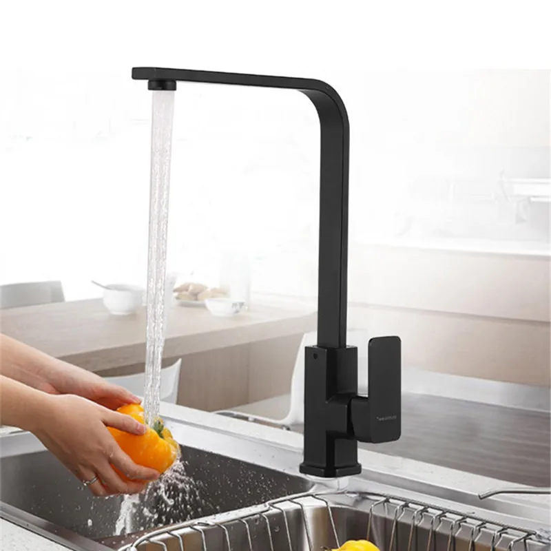 Черные и хромированные Кухонные смесители для холодной горячей мытья посуды