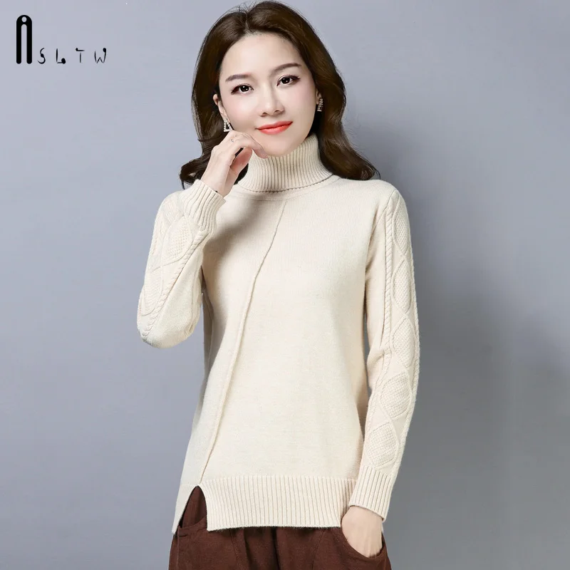 ASLTW Turtleneck Sweater Woman Winter Twist Long Sleeve Pullovers Jumper Pull Femme High Quality Plus Size Women's | Женская одежда